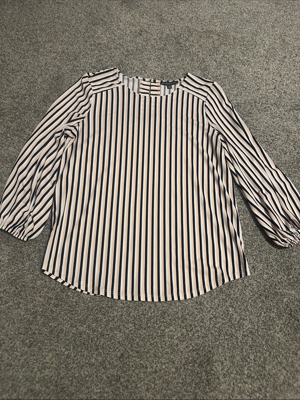 Striped Long Sleeve Women’s Blouse in White and black and pink